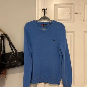 Chaps Men's V-Neck Sweater in Blue